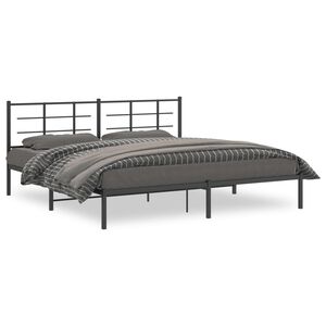 vidaXL Estructura cama sin colch&oacute;n con cabecero metal negro 193x203 cm