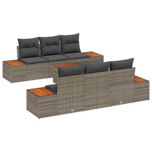 vidaXL Conjunto de sof&aacute; de jard&iacute;n con coj&iacute;n 7 pcs Gris Polirat&aacute;n