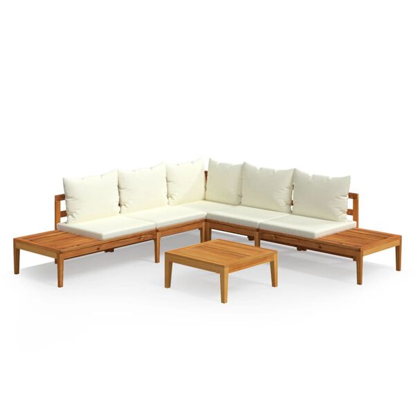 vidaXL Set muebles de jard&iacute;n 4 pzas cojines crema madera de acacia