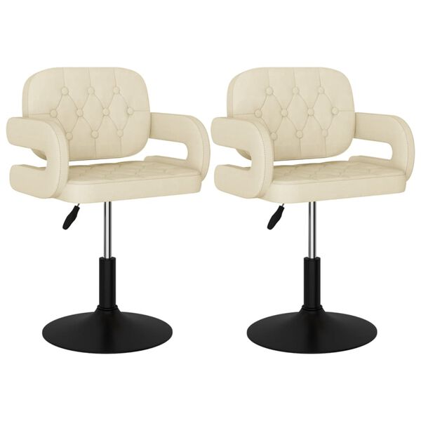 vidaXL Sillas de comedor giratorias 2 unidades tela color crema