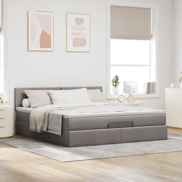 vidaXL Estructura de cama otomana colch&oacute;n tela gris pardo 180x200 cm