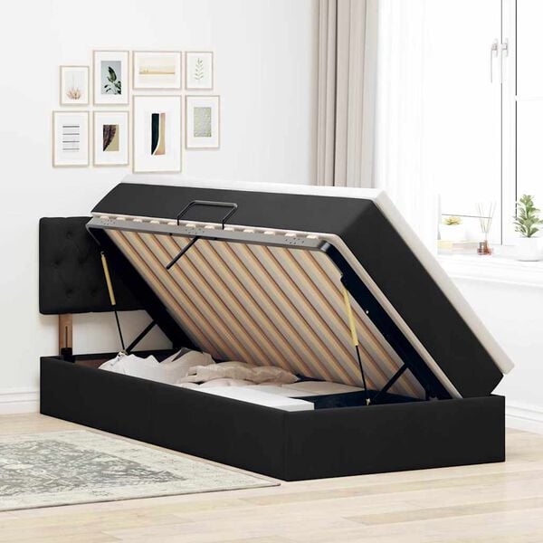 vidaXL Cama con almacenamiento y LED Negro 90 x 200 cm Terciopelo