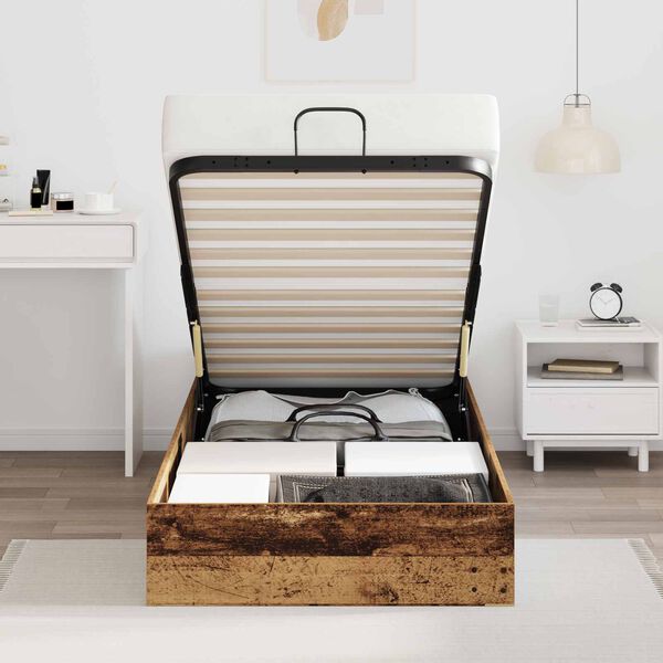 vidaXL Estructura de Cama Ottoman Madera vieja 75,5 x 190 cm