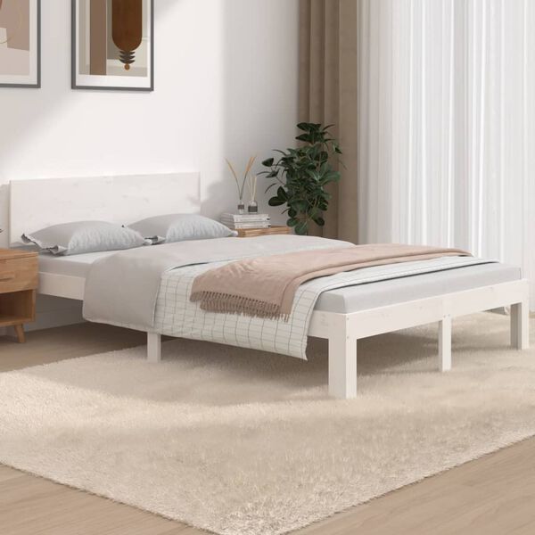 vidaXL Estructura de cama doble peque&ntilde;a sin colch&oacute;n blanco 120x190 cm