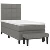 vidaXL Cama box spring con colch&oacute;n tela gris oscuro 100x200 cm