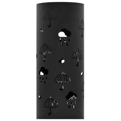 vidaXL Paragüero diseño de paraguas acero negro