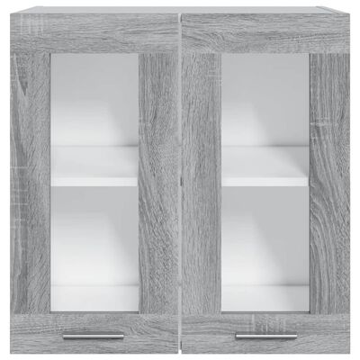 vidaXL Armario colgante vidrio madera gris Sonoma 60x31x60 cm
