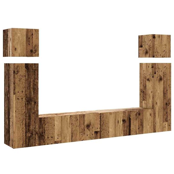 vidaXL Conjunto de mueble de TV 8 piezas montado la pared madera vieja