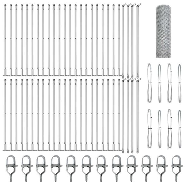vidaXL Poste de Valla Plateado 100 x 0,6 m (malla de 25 mm) Acero