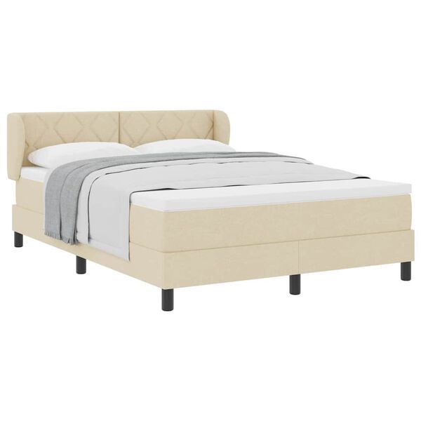 vidaXL Cama tipo Box Spring con colch&oacute;n Crema 160 x 200 cm tela