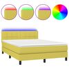 vidaXL Cama box spring colch&oacute;n y luces LED tela verde 140x190 cm