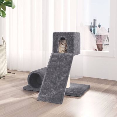 vidaXL Rascador para gatos con postes de sisal gris oscuro 59 cm