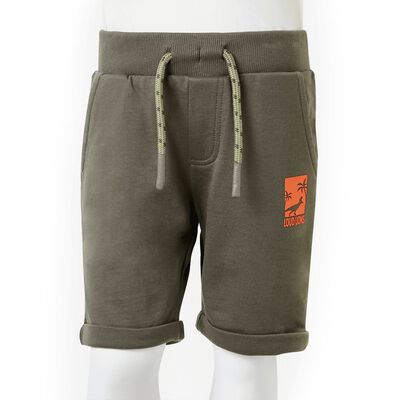 Pantalones cortos infantiles con cordón caqui oscuro 92
