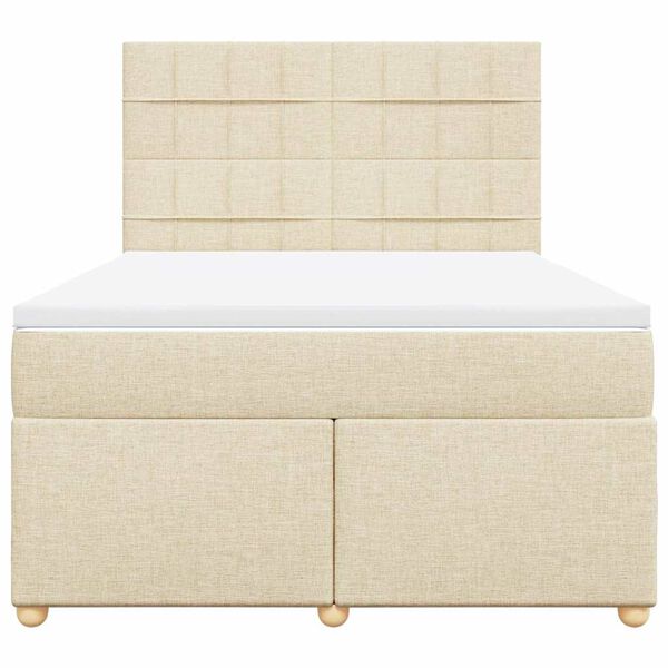vidaXL Cama box spring con colch&oacute;n tela color crema 140x190 cm