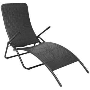 vidaXL Tumbona plegable de rat&aacute;n sint&eacute;tico negra
