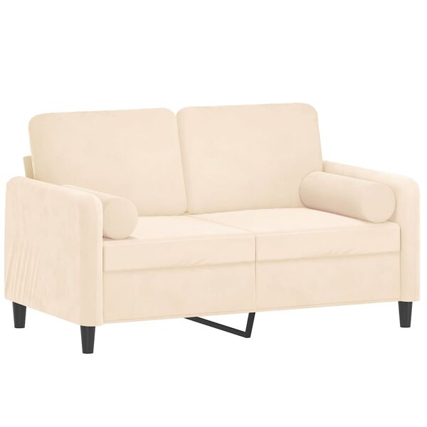 vidaXL Sof&aacute; 2 plazas almohadas y cojines terciopelo crema 120 cm