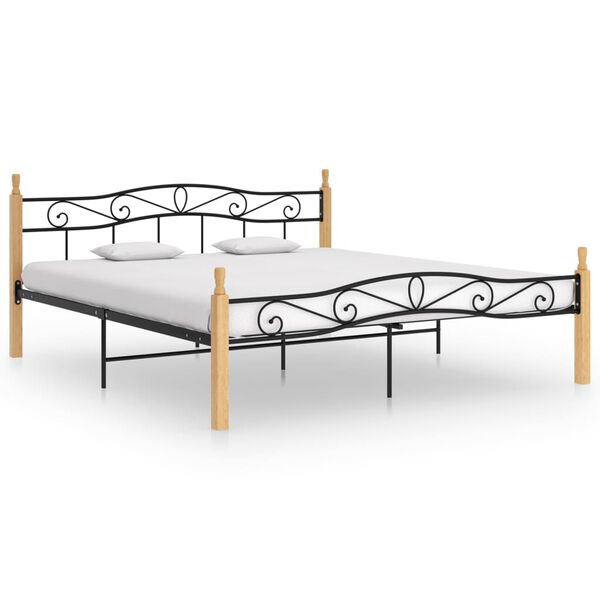 vidaXL Estructura cama sin colchón metal madera roble negro 200x200 cm