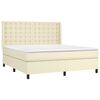 vidaXL Cama box spring colch&oacute;n y LED cuero sint&eacute;tico crema 180x200 cm