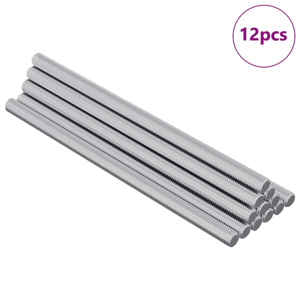 vidaXL Barras roscadas 12 pcs Plateado M6 x 120 mm Metal