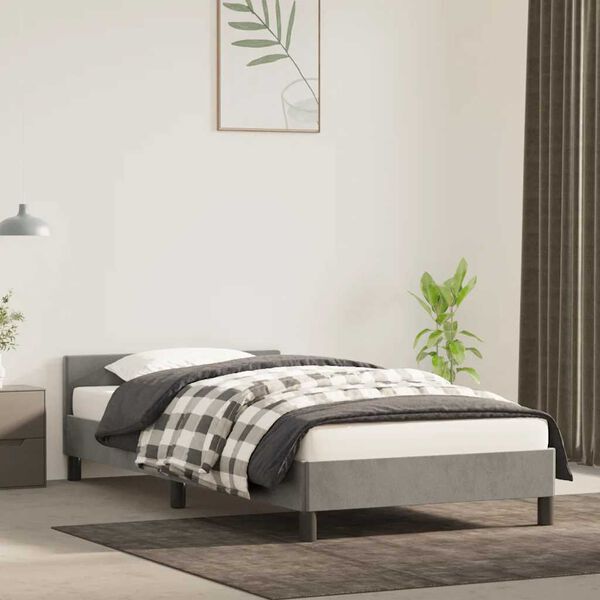 vidaXL Estructura de cama sin colch&oacute;n terciopelo gris claro 100x200 cm