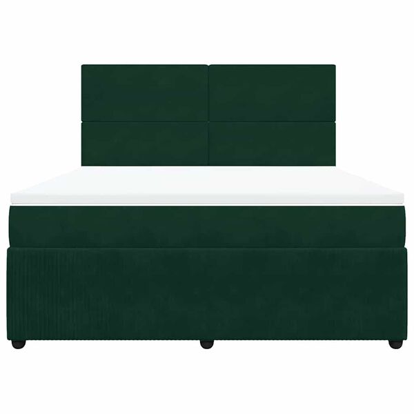 vidaXL Cama box spring con colch&oacute;n terciopelo verde oscuro 180x200 cm