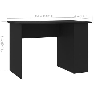 vidaXL Escritorio de madera contrachapada negro 110x60x73 cm