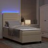 vidaXL Cama tipo Box Spring con colch&oacute;n con LED Crema 90 x 200 cm tela