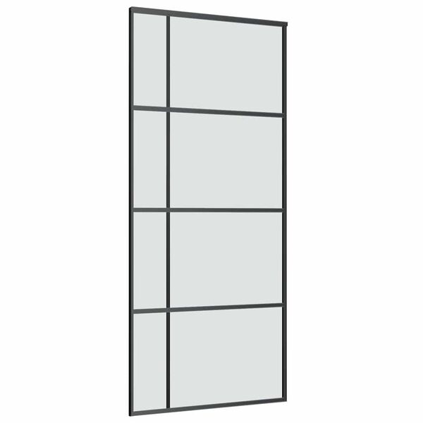 vidaXL Puerta corredera con set herrajes vidrio ESG aluminio 90x205 cm