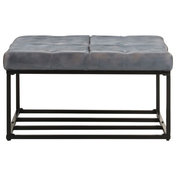 vidaXL Puf de cuero auténtico gris 80x80x43 cm