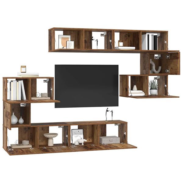 vidaXL Conjunto de mueble de TV 8 pcs Madera envejecida