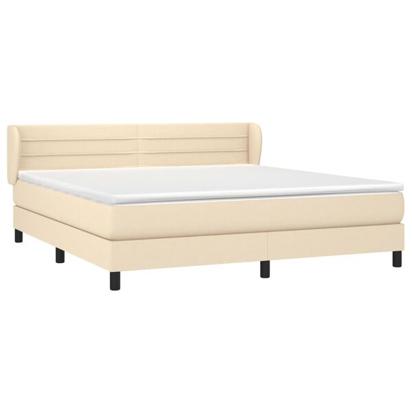 vidaXL Cama box spring con colch&oacute;n tela color crema 180x200 cm