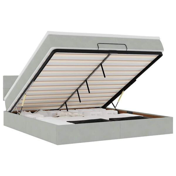 vidaXL Estructura de cama otomana con colch&oacute;n gris claro 160x200cm