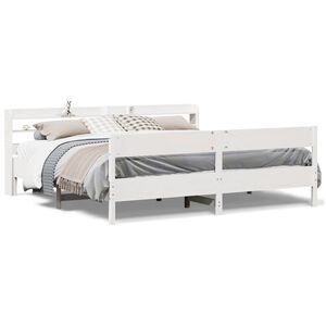 vidaXL Estructura de cama sin colch&oacute;n madera maciza blanca 200x200 cm