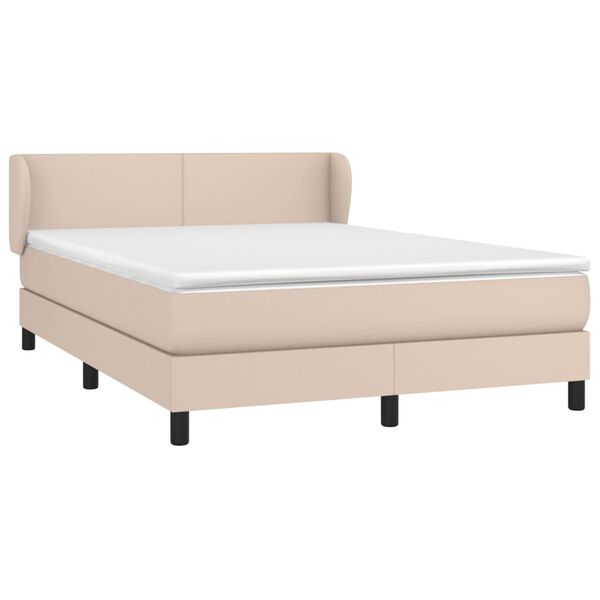 vidaXL Cama box spring con colch&oacute;n cuero sint&eacute;tico capuchino 140x200cm
