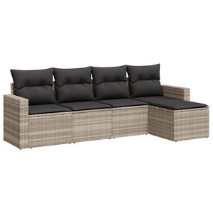 vidaXL Set de sof&aacute;s jard&iacute;n y cojines 5 pzas rat&aacute;n sint&eacute;tico gris claro