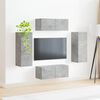 vidaXL Conjunto de mueble para TV de pared 4 pcs Gris Concreto
