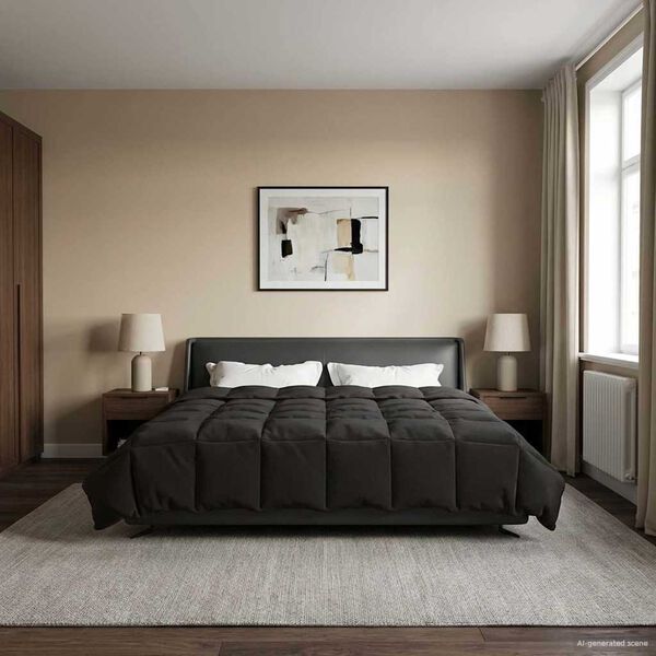 vidaXL Edred&oacute;n de Verano Acolchado Antracita 220 x 240 cm Microfibra