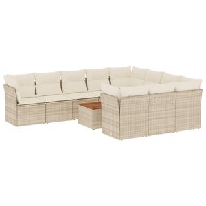 vidaXL Set de sof&aacute;s de jard&iacute;n 11pzas con cojines rat&aacute;n sint&eacute;tico beige
