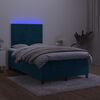 vidaXL Cama box spring colch&oacute;n y LED terciopelo azul oscuro 120x200 cm