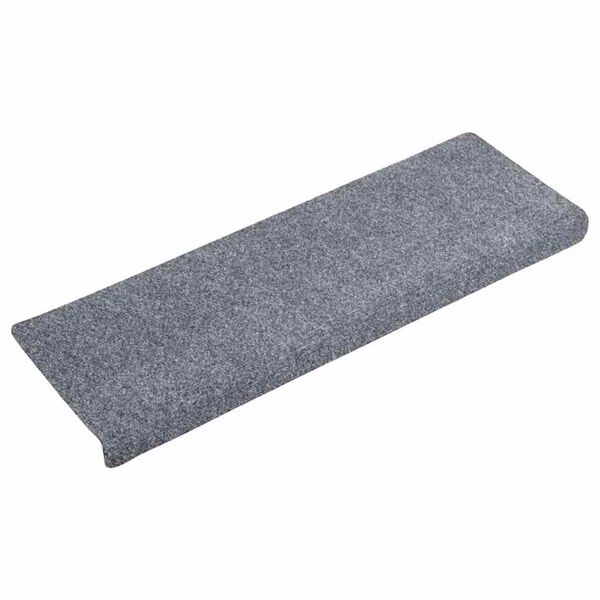 vidaXL Felpudos autoadhesivos para escaleras, 10 unidades, 65 x 21 x 4 cm, gris claro, borde rectangular