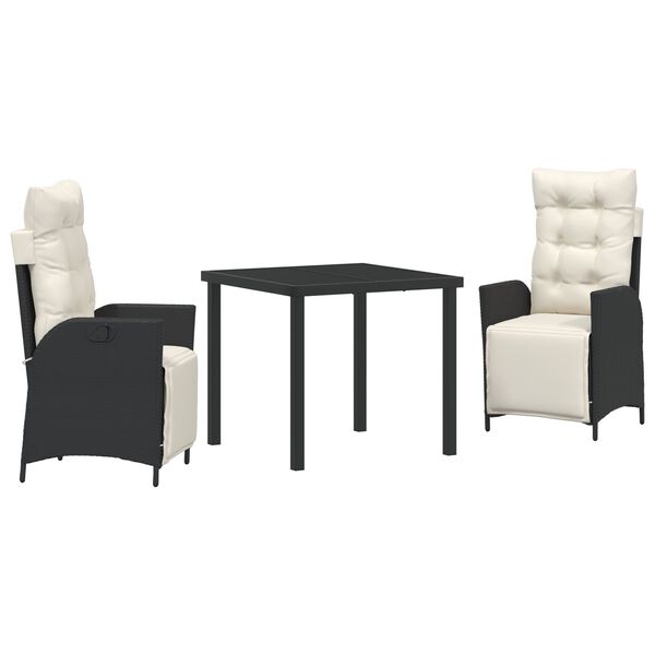 vidaXL Conjunto de Comedor de Jard&iacute;n 9 pcs Negro rat&aacute;n sint&eacute;tico