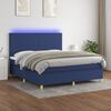 vidaXL Cama box spring colch&oacute;n y luces LED tela azul 160x200 cm