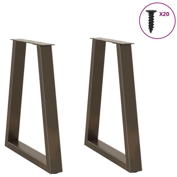 vidaXL Patas para mesa de comedor en forma de V (2 unidades, acero natural, 60 x 72-73,3 cm)