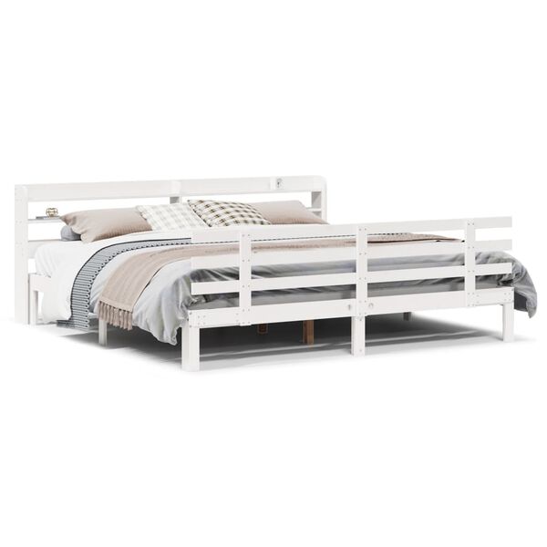 vidaXL Estructura de cama con cabecero sin colch&oacute;n blanco 200x200 cm