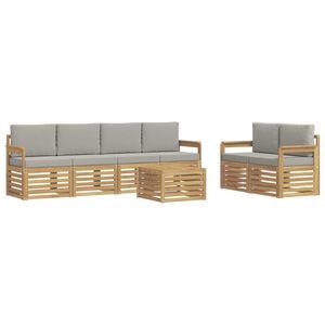 vidaXL Conjunto de sof&aacute;s de exterior 7 uds. Blanco y Gris Claro