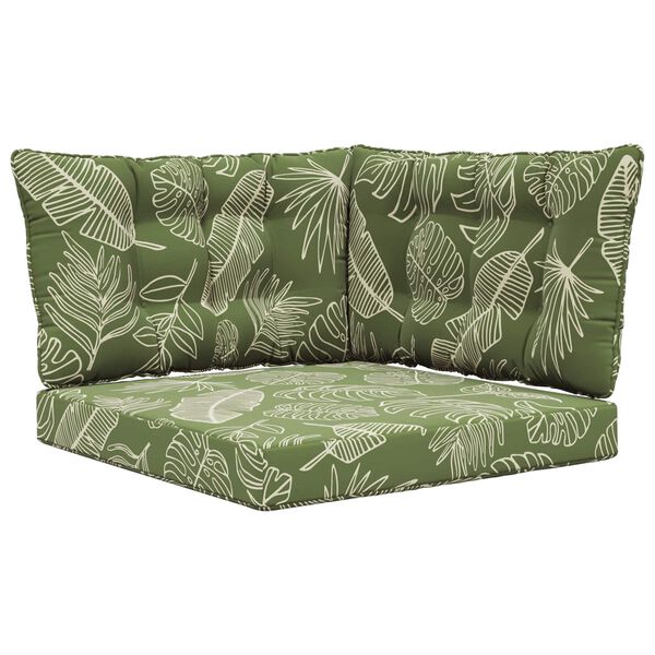 vidaXL Coj&iacute;n para sof&aacute; de exterior 3 pcs Dise&ntilde;o de Hojas Poli&eacute;ster