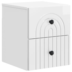 vidaXL Mesita de Noche de Pared con caj&oacute;n Brillante 33 x 34,5 x 40 cm