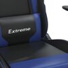 vidaXL Silla gaming de masaje y reposapiés cuero sintético negro azul