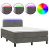 vidaXL Cama box spring colch&oacute;n y LED terciopelo gris oscuro 120x200 cm
