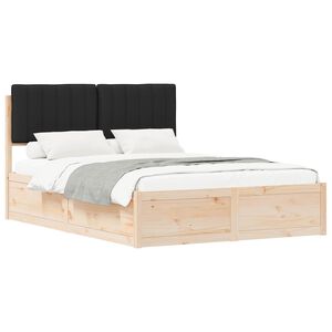 vidaXL Estructura de Cama con Cabecera Tapizada Negro 140 x 190 cm